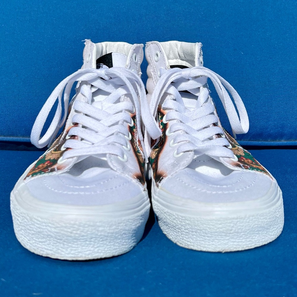 Vans High Top Sk8-Hi 'Bolt Big Reveal' White Bandana Fire Flame Sneakers - Picture 9 of 11
